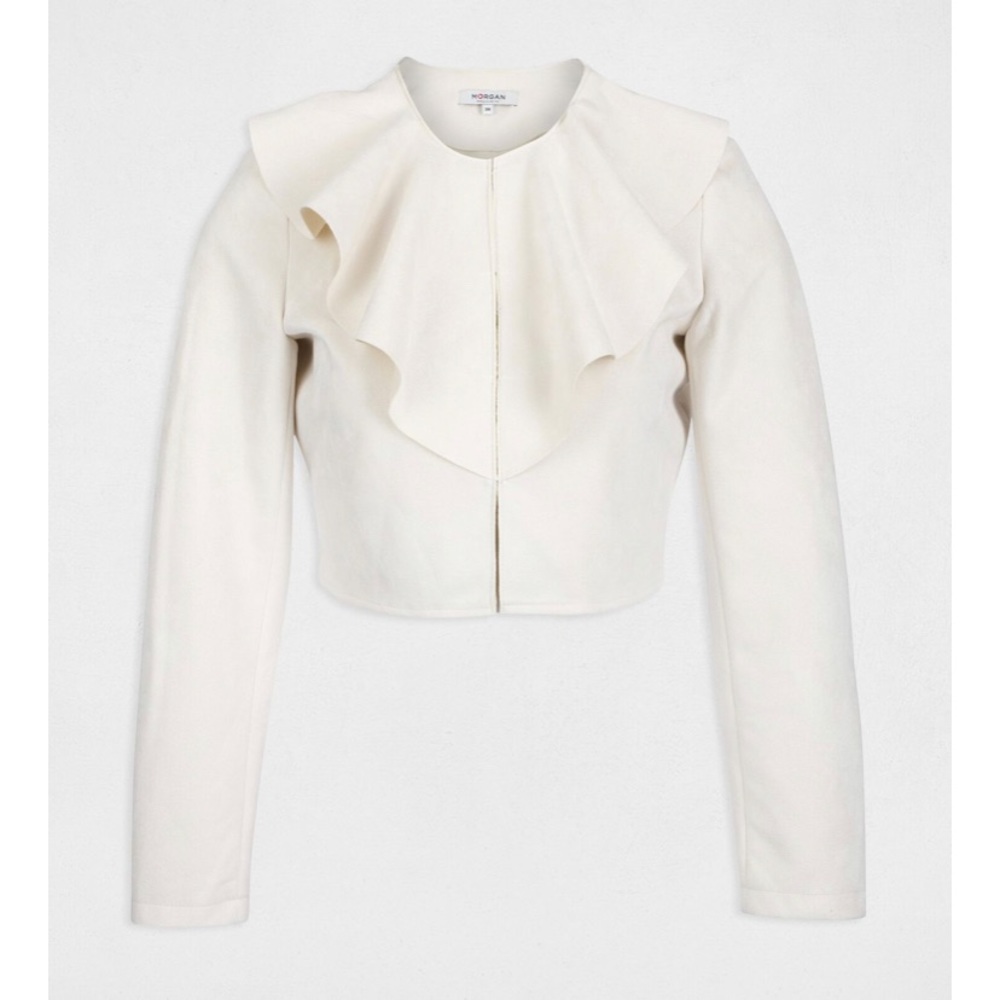 Morgan de toi Paris ruffle cream blazer